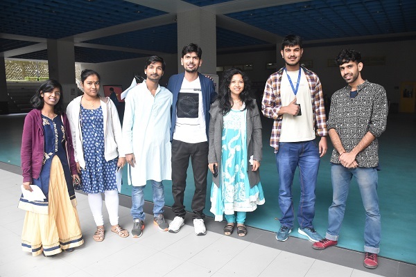 Indian students wearing traditional costumes 