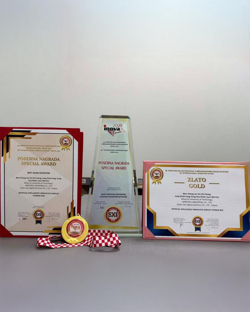 Congrats! Prof. Wen-Cheng Lai from the Department of Electronic Engineering, supervised Mr. S-H Shieh, Mr. C-W Fan, winning the gold medal in the " 2025 INOVA INTERNATIONAL INVENTION SHOW "!Image