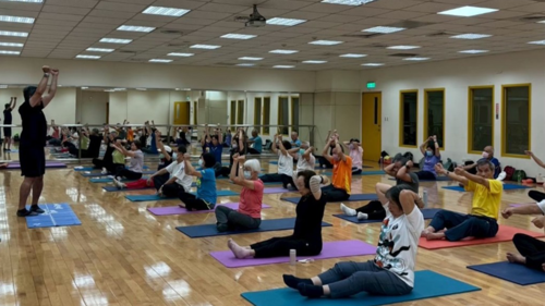 Students participated in yoga training.(Open new window/png file)Image