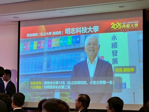 2025《遠見》典範大學，明志科大綜合績效大躍進，榮獲綜合績效私立大學典範獎。(遠見雜誌2025/7/10頒獎典禮簡報)。(另開新視窗/jpg檔)圖片