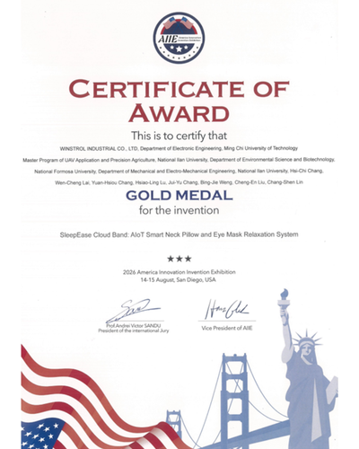 Congrats! Prof. Wen-Cheng Lai from the Department of Electronic Engineering, supervised Mr. J-Y Chang and B-J Weng, winning the gold medal in the " 2026 American Invention Exposition"!(Open new window/png file)Image