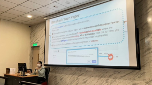 Instructor Demonstration: Instructor explains how to upload a paper to the Turnitin system(Open new window/png file)Image